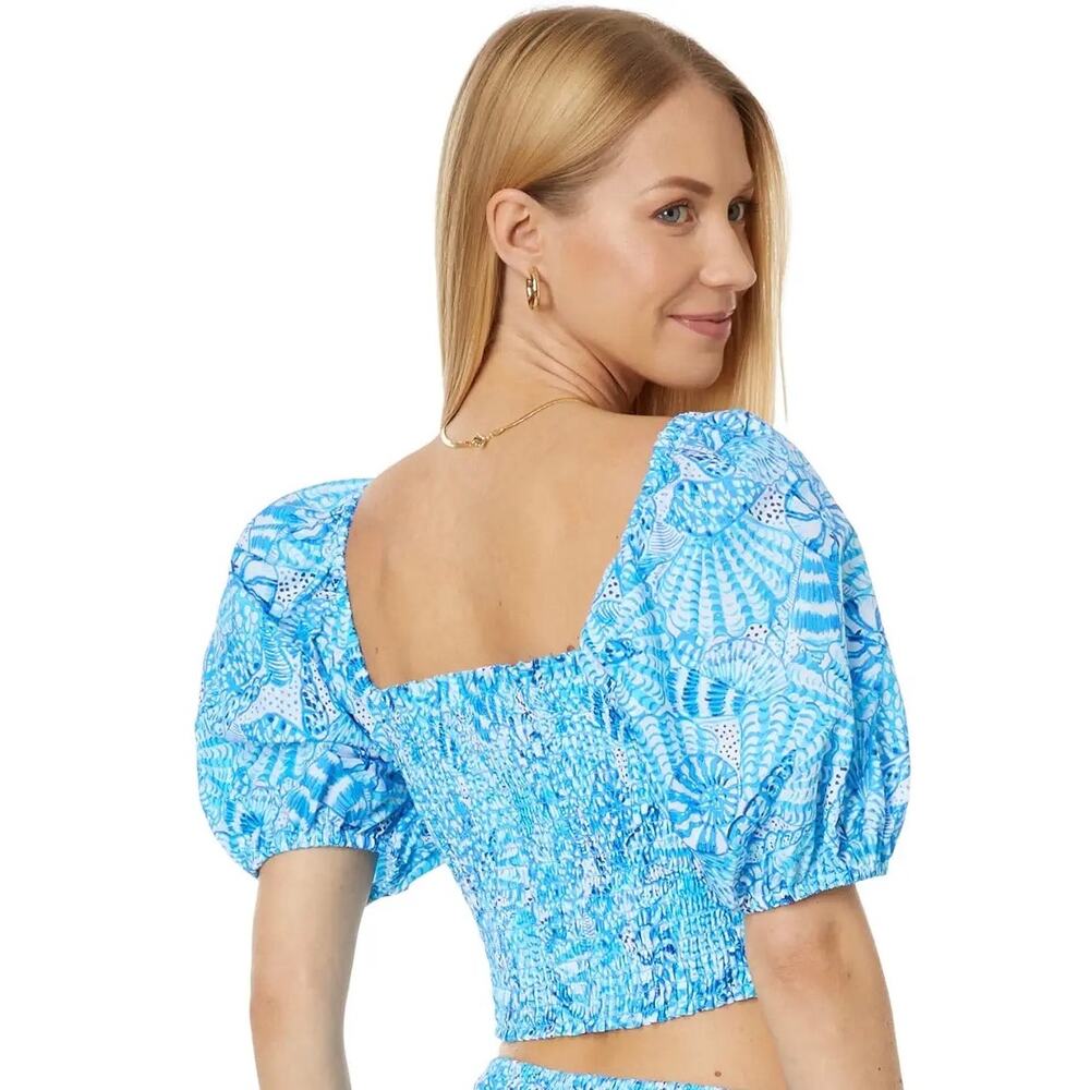 Lilly Pulitzer Women's Blouse Top Only Aston Smocked Like New L - Picture 3 of 5